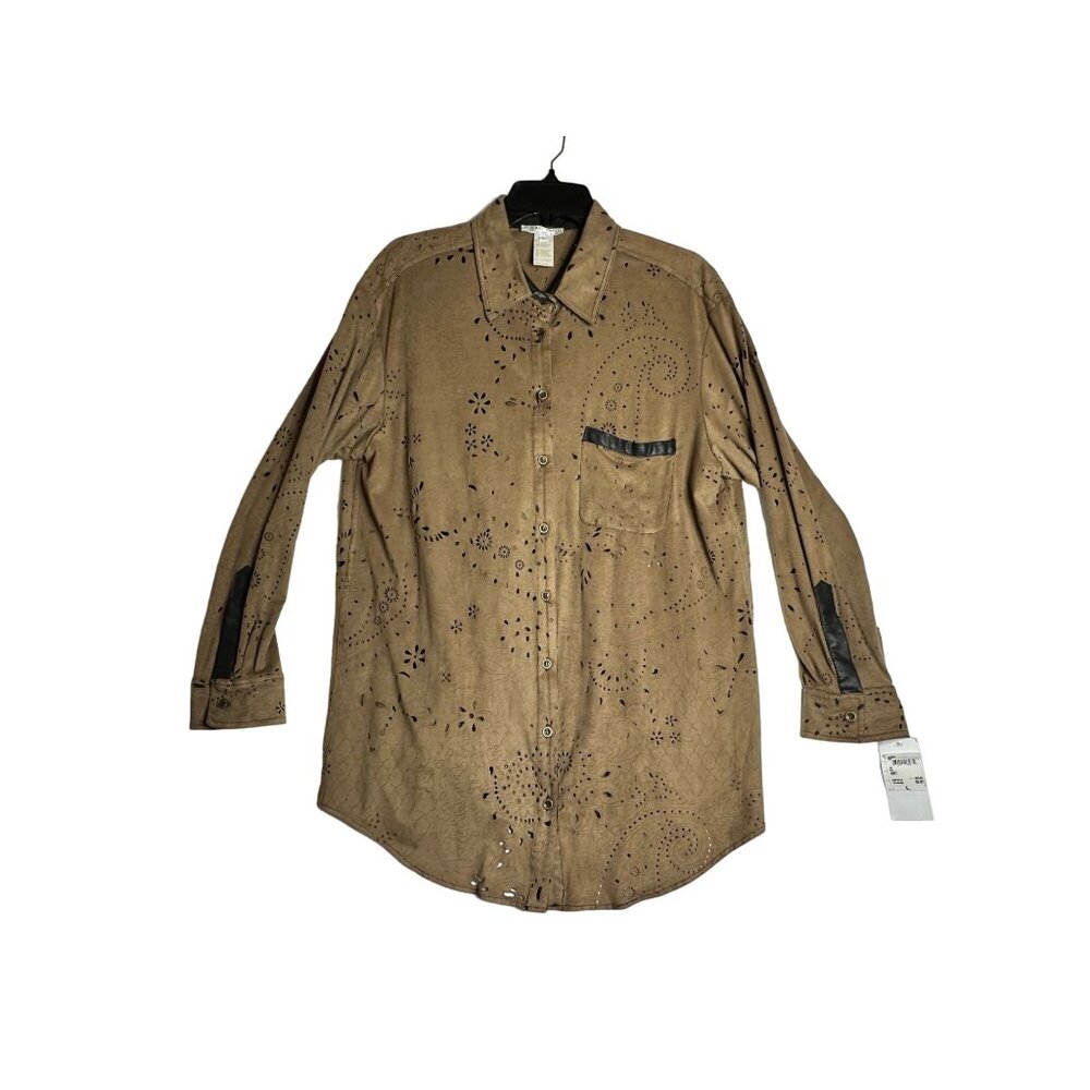 Alberto Makali L/S Textured Button Down Shirt Womens Large
